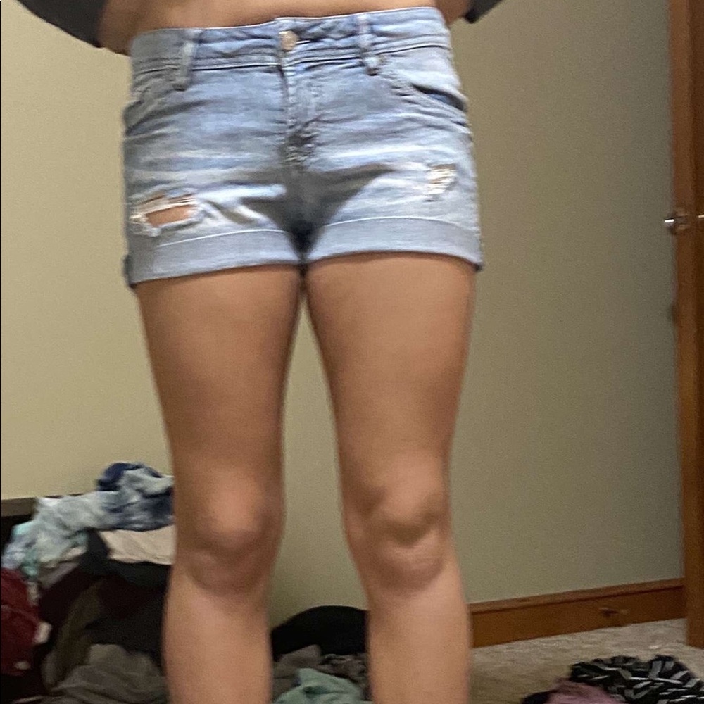 light wash jean shorts